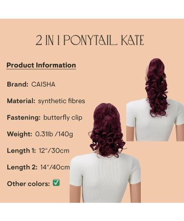 CAISHA 2 IN 1 Ponytail 12" Or 14" Hairpiece Clip On Extension Voluminous Wavy Burgundy Red H17-2 burgundy red #burg H17-2 - Buy Online on GoSupps.com
