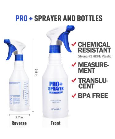 Airbee 16 Oz Plastic Spray Bottles 2 Pack - Professional Empty Spraying Bottles for Cleaning, Plants, Pets - Adjustable Nozzle, Measurements - Mist Water Sprayer - Buy Online on GoSupps.com