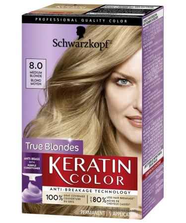 Schwarzkopf Keratin Color 8.0 Medium Blonde Hair Color Cream - Permanent Formula - Buy Online on GoSupps.com