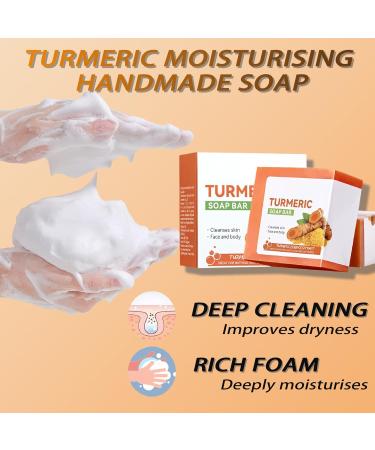 Turmeric Soap Turmeric Natural Soap Bar Turmeric Handmade Soap for Face & Body acne soap for Blackheads Remover Hyaluronic Acid for Deep Cleansing and Skin Moisturising with a Mesh Soap Pouch - Buy Online on GoSupps.com