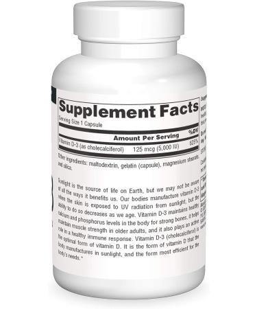 Source Naturals Vitamin D-3 5000 IU - 60 Capsules for Bone & Immune Health - Buy Online on GoSupps.com