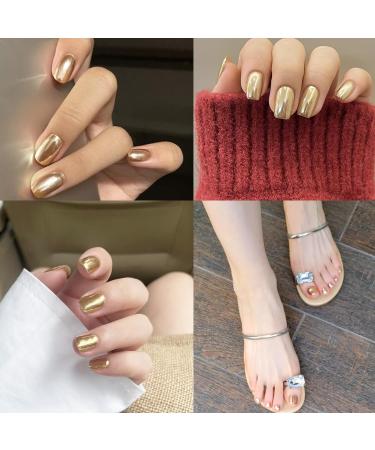 Gold Nail Polish Chrome Metallic Nail Varnish Mirror Quick Dry Metal Effect No UV Needed Nail Art Polish Chrome Nail Polish French Manicure for Girls Women Home DIY Nail Art - Buy Online on GoSupps.com