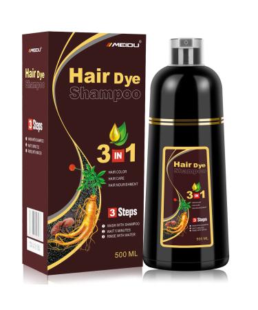 Hair Dye Shampoo for Women Gray Hair 3 In 1  500ML Instant Black Hair Color Shampoo  Meidu Natural Herbal Permanent Hair Coloring Shampoo for Hair 100% Gray Coverage in Minutes for Women & Men (Brown(Coffee))