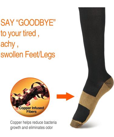 Gifts UK 2 Pairs Copper Infused Anti-Fatigue Compression Unisex Flight Travel Socks Anti Swelling DVT Support UK Stock (Large/X Large) Black 2 Pairs (L / XL) Black - Buy Online on GoSupps.com