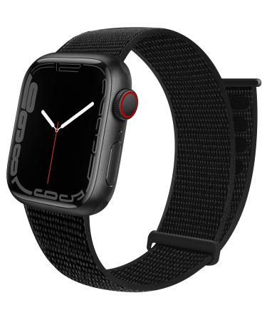 GZ GZHISY Sport Loop Nylon Band Compatible with Apple Watch Band 38mm 40mm 41mm 42mm 44mm 45mm 49mm Ultra iWatch Series 8 7 6 SE 5 4 3 2 1 Strap, Fit for iPhone Watch Band Women Men Stretchy Elastic Braided Weave Replacement Wristband Breathable Dark Blac