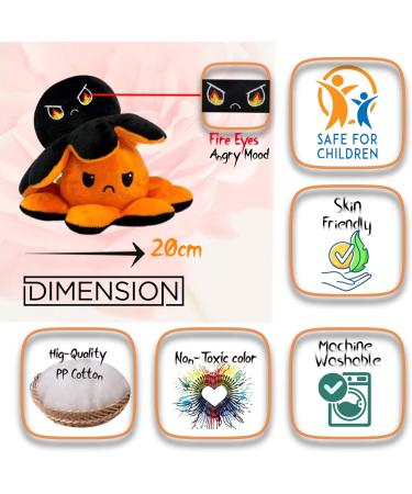 Reversible Octopus Plushie - Mood Octopus Stuffed Animal - Orange/Black - Buy Online on GoSupps.com