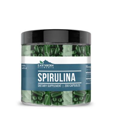 Earthborn Elements Spirulina 200 Capsules Pure & Undiluted No Additives 1400 mg - Buy Online on GoSupps.com