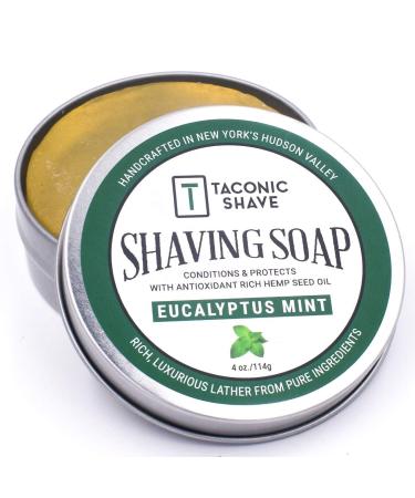 Taconic Shave Barbershop Quality Eucalyptus Mint Shaving Soap with Antioxidant Rich Hemp Seed Oil