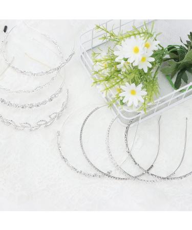 Rhinestone Wedding Headband Set - Bridal Floral Crown with Pearls, Crystal Goddess Leaf Tiara - 8 Pcs Hair Accessories for Bride, Bridesmaids, Wedding Party - Buy Online on GoSupps.com