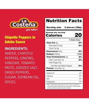 La Costena Chipotle in Adobo 24 x 199g Case/Mexican Chipotle Peppers In Adobo Sauce Canned Spicy Chipotle Chillies - Buy Online on GoSupps.com