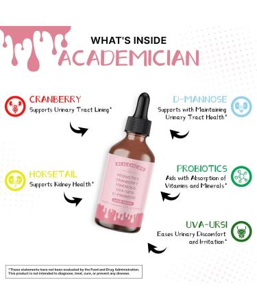 ACADEMICIAN Cranberry Extract Liquid Probiotic with UVA Ursi Tincture D Mannose Liquid - 60ml - Buy Online on GoSupps.com
