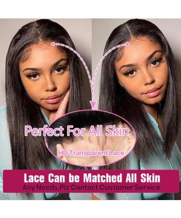 HerSmile 10 Inch Straight Bob Human Hair Lace Front Wig for Black Women - Pre Plucked HD Lace Frontal, 180% Density, Natural Color, 13x4 Design - Buy Online on GoSupps.com