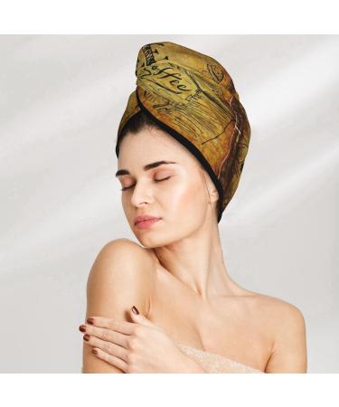 Hair Towel Wrap - Quick Drying Hair Turban with Button | Coffee Vintage Style - Buy Online on GoSupps.com