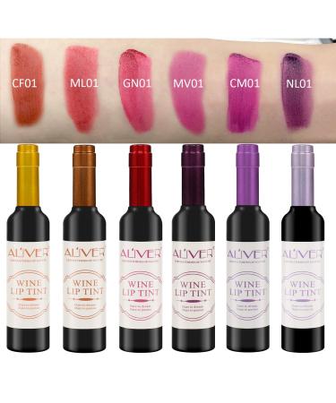 ALIVER Wine Lip Tint 6 Colors/Set  Waterproof Long Lasting Lip Stain  Non stick Cup Lip Gloss  Light Color 1 - Buy Online on GoSupps.com