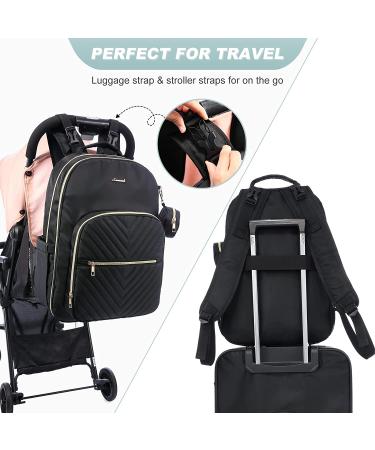 Diaper Bag Backpack  LOVEVOOK Quilted Baby Bag with Changing Pad & Pacifier Holder Travel Diaper Bags with USB Charging Port Black - Buy Online on GoSupps.com