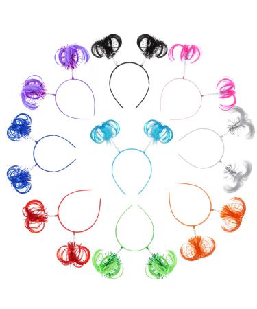 9 Colors Tinsel Wrapped Ponytails Headbands Feathers Hairpin Ponytail Headband Party Favor Headbands Party Supplies Ponytail Headwear for Halloween Mardi Gras Party Accessory Green  Royal Blue  Pink  Light Blue  White  B...