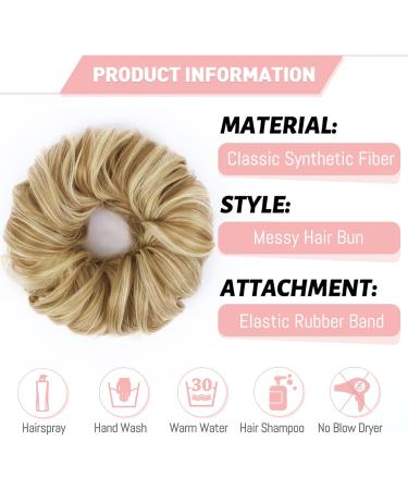 Vlasy Messy Bun Hair Piece Synthetic Hair Scrunchies Updo for Women F16/613# 60g - Curly Wavy Chignons Hair Extensions - Buy Online on GoSupps.com