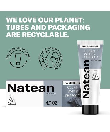 Natean Clean + Whiten Charcoal Toothpaste - Fluoride Free Clean Mint 4.7 Oz - Buy Online on GoSupps.com