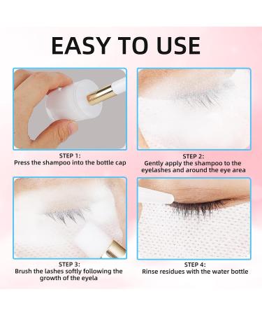 MULAFEE Eyelash Extension Cleanser Kit - Paraben & Sulfate Free Foaming Shampoo for Salon & Home Care with Rinse Bottle and Soft Brush - 60 ML - Buy Online on GoSupps.com