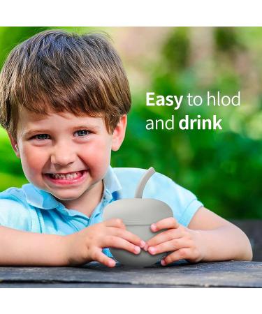Acorn Toddler Cup - Silicone Sippy Trainer Straw Cup for Baby, Toddler, Child Feeding - Unbreakable, Spill-Proof, Non-Slip - BPA-Free Gray 6.7 oz - Buy Online on GoSupps.com