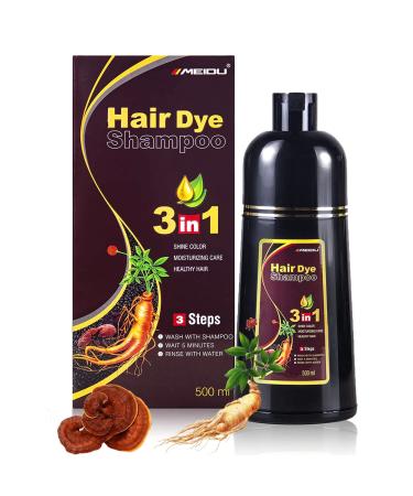 Permanent Dark Brown Hair Dye  500ML Hair Coloring Shampoo  Instant Hair Color Shampoo 3 in 1 Fast Hair Dye Shampoo Black Hair Color Dye Shampoo For Women Men Cover Gray White Hair (Dark Brown(Coffee)