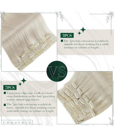 Runature 20-Inch Clip-In Remy Real Hair Extensions - White Blonde #800 50g 3 Pieces for Gorgeous Volume - Buy Online on GoSupps.com