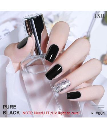 JXH Black Gel Nail Polish 15ml - Professional Soak Off UV LED Nail Art Manicure - Pure Black Color for Salon and Home Use - Buy Online on GoSupps.com