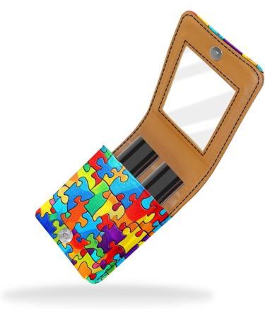 Travel Lipstick Organizer Case | Portable Makeup Bag with Mirror | Colorful Rainbow Design for Easy Cosmetics Storage - Buy Online on GoSupps.com