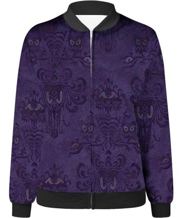 oelaio Women's Fashion Long Sleeve Halloween Zipper Print Outing Causal Coat Cardigan Purple Large - Buy Online on GoSupps.com