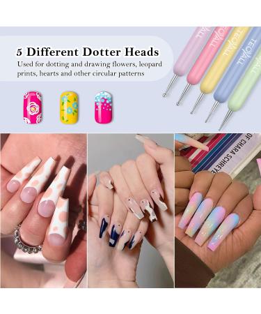 TEOYALL Double Ended Nail Art Brushes - 5 PCS Painting Tools, Fine Liner Brushes, Dotting Pens - Multicolor - Buy Online on GoSupps.com