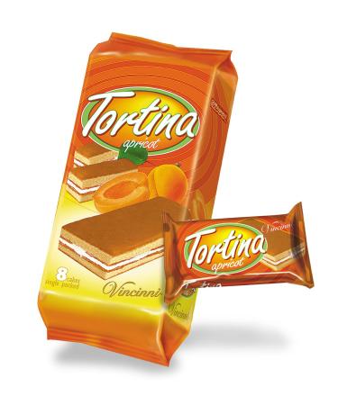 12x8 Tortina Cake Slices Apricot 200g - 8 tartlets individually wrapped