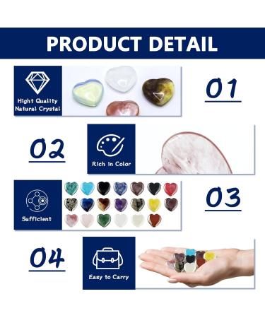 Gotfun 20-Piece Crystal Heart Stones Set | Colorful Healing Gemstones for Meditation & Chakra | Lucky Rose Quartz & Amethyst for Kids - Buy Online on GoSupps.com