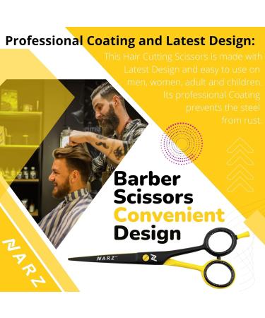 NARZ Professional Hairdressing Scissors for Barbers & Hairdressers - 6 Stainless Steel Hair Cutting Scissors for Men & Women (Red Yellow) - Buy Online on GoSupps.com