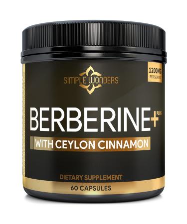 Berberine 1200mg HCL Plus Ceylon Cinnamon Capsules - Metabolic & Immune Support Berberine Supplement, AMPK Metabolic Activator Complex, Cardiovascular Support - Berberine HCL 1200 mg Capsules