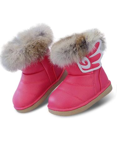 MINBEI Baby Girls Soft Leather Winter Snow Boots - Waterproof Toddler Girls 8 UK Child Rose - Buy Online on GoSupps.com