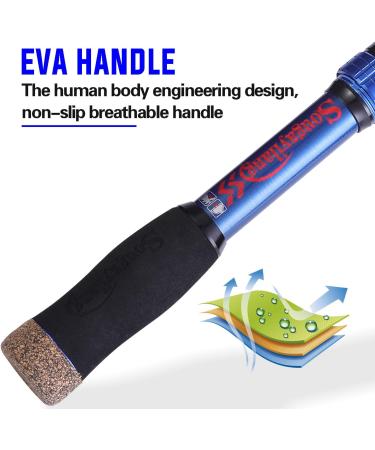 Sougayilang Telescopic Fishing Rod Portable- 24 Ton Carbon Fiber, CNC Machined Reel Seat, EVA Handle- Blue 1.8M/5.9FT - Buy Online on GoSupps.com