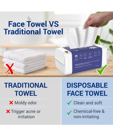 100-Count Biodegradable Face Clean Towels for Sensitive Skin - Lint-Free Disposable Facial Wash Cloths for Skincare & Makeup Removal - Buy Online on GoSupps.com