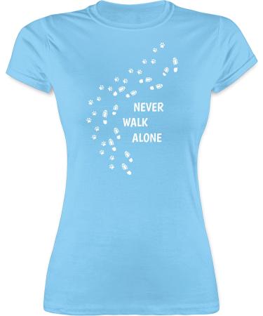 Shirtracer - Shirt Women - Gift for Dog Owners - Never Walk Alone Paw Prints 09 Light Blue S