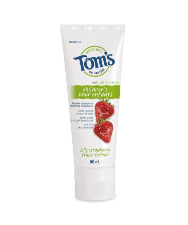 Tom's of Maine Children's Silly Strawberry Natural Fluoride Toothpaste Anticavity Fluoride Toothpaste for kids All Natural Fruity Flavor toothpaste Strawberry Toothpaste kids 90 mL 90 ml (Pack of 1) Silly Strawberry Fluoride