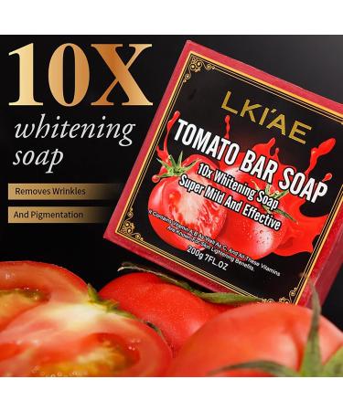 AILKE BOOST LUSTER LKIAE Natural Tomato Whitening Soap Bar Deep Clean Skin and Makeup Residue Oil Control Brightening Remove Dark Spots with Vitamin ABC For Face Body 200g Pack of 1 1 copy - Buy Online on GoSupps.com