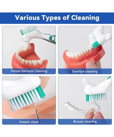 4 X Portable Double Tip Denture Brushes - Effective Teeth Cleaning Duo for Better Oral Care - Buy Online on GoSupps.com