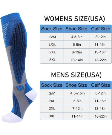 Double Couple Compression Stockings - 4 Pairs (20-30 mmHg) for Men & Women | Black Blue White Red | L-XL - International Shipping Available - Buy Online on GoSupps.com
