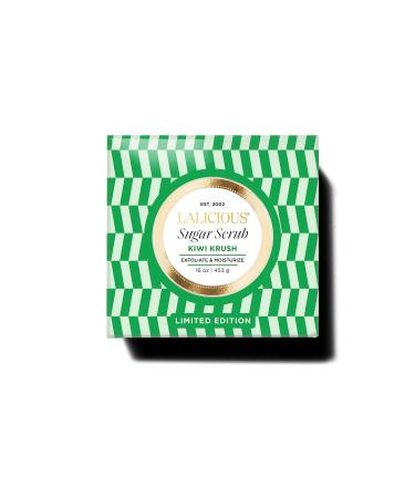 LaLicious Kiwi Krush Sugar Scrub - Cane Sugar Body Scrub - Exfoliating & Moisturizing Body Care with Coconut Oil and Kiwi Seed Oil for Soft Smooth Protected Skin - No Parabens (16oz)