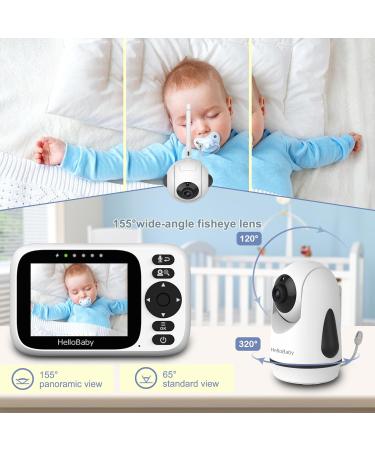 HelloBaby Video Baby Monitor with Camera and Audio | Night Vision | Pan 355 & Tilt 120 | IPS HD Display | 2-Way Audio | VOX Mode | 8 Languages & Lullabies | HB6339 - Buy Online on GoSupps.com