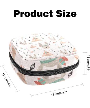 Indian Rabbits Pattern Sanitary Napkin Storage Bag - Cute Menstrual Cup Pouch for Women & Teens - Multi-colored - Buy Online on GoSupps.com