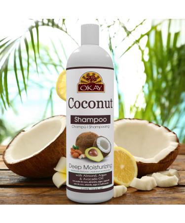OKAY Coconut Deep Moisturizing Shampoo - Sulfate Silicone & Paraben Free - Nourishes & Strengthens All Hair Types - 12oz Made in USA - Buy Online on GoSupps.com
