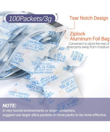 LotFancy Desiccant Silica Gel - 100 Pack (3g Each) | Safe Moisture Absorber for Storage | Odorless & Effective - Buy Online on GoSupps.com