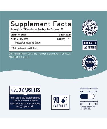 White Kidney Bean Carb Blocker - 90 Capsules | 100% Extract for Keto & Low-Carb Diet | Vegetarian, Gluten-Free - Buy Online on GoSupps.com