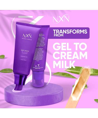 NXN Gel-to-Milk Facial Cleanser | Gentle Daily Wash for Hydrating Dry & Sensitive Skin | Fresh Scent - 2 Fl Oz - Buy Online on GoSupps.com