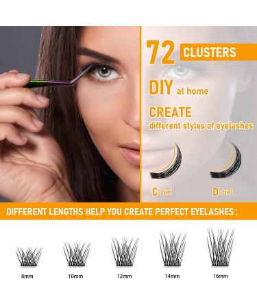 B&Q Natural Individual Lash Clusters Extensions - D Curl 8-16MIX - 72 Clusters - DIY at Home - Buy Online on GoSupps.com